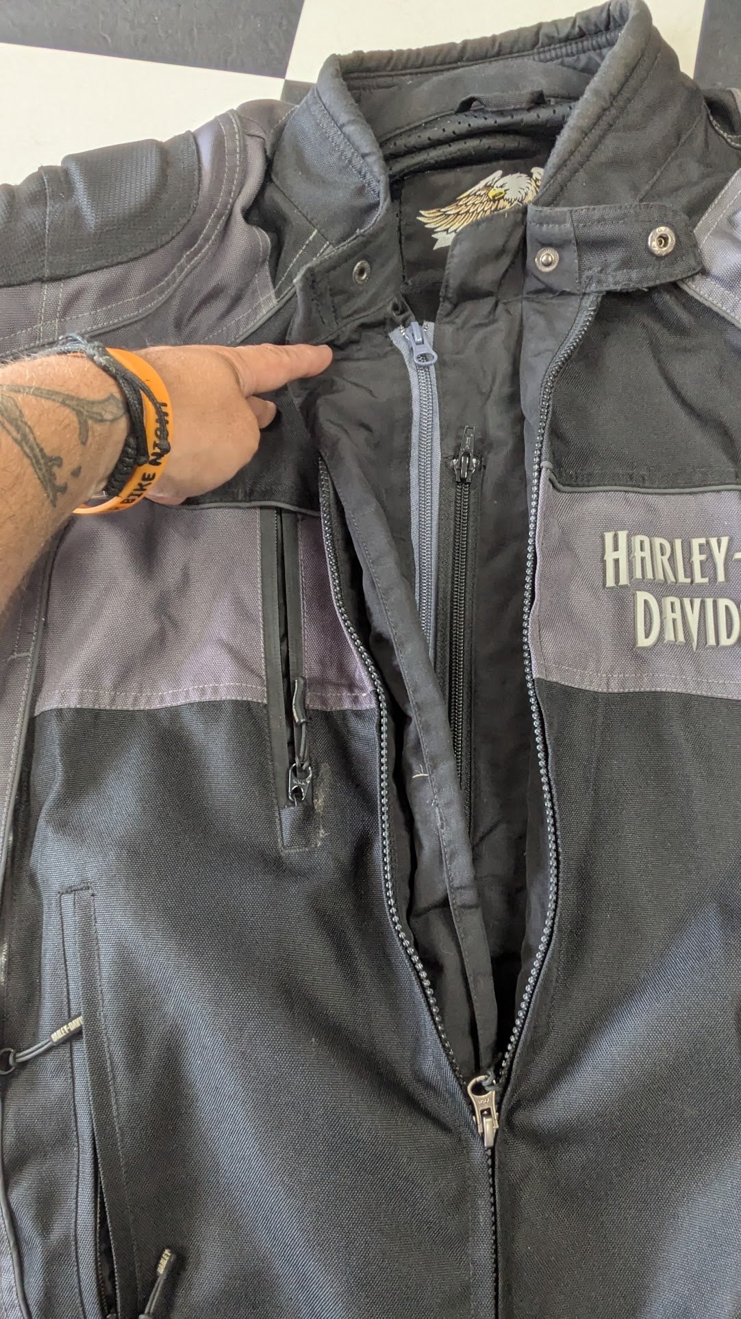 Harley-Davidson Men's Black & Gray Textile Riding Jacket – Vented – Size XL