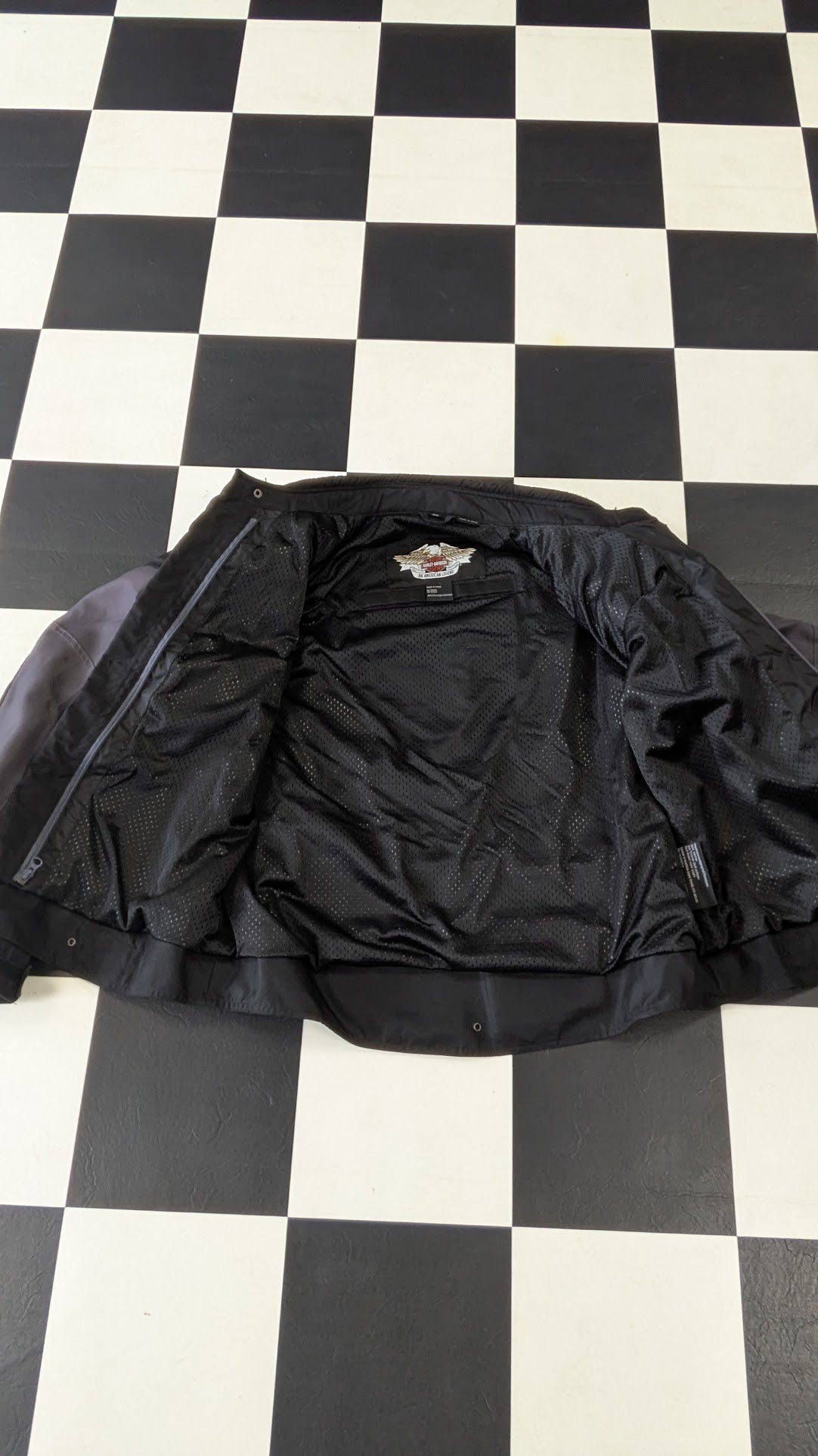 Harley-Davidson Men's Black & Gray Textile Riding Jacket – Vented – Size XL