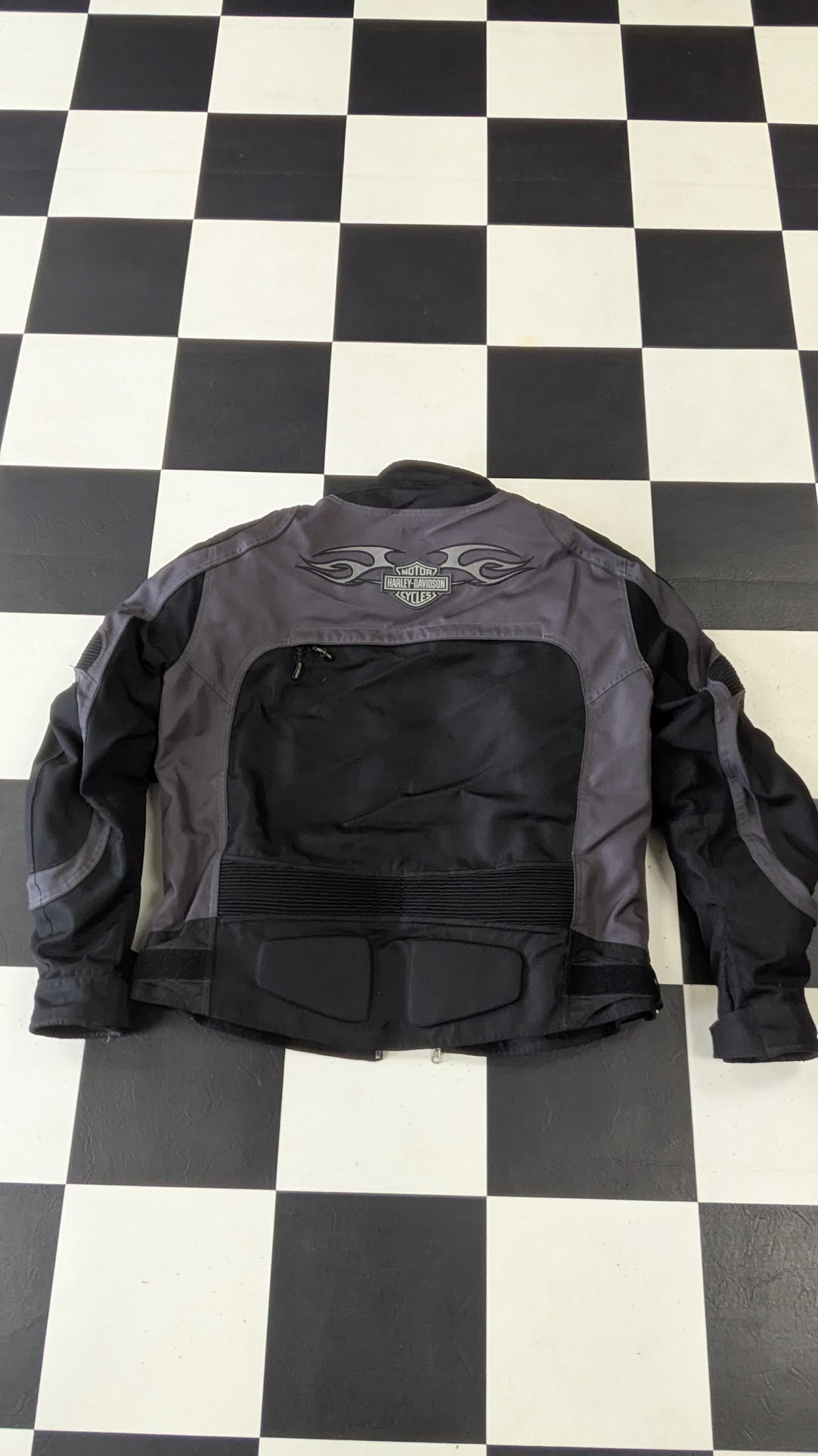 Harley-Davidson Men's Black & Gray Textile Riding Jacket – Vented – Size XL