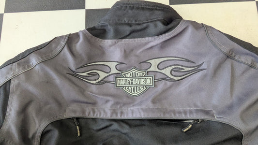 Harley-Davidson Men's Black & Gray Textile Riding Jacket – Vented – Size XL