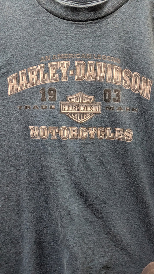 2001 Harley-Davidson Twin States Lebanon New Hampshire T-Shirt – Blue – Size Large
