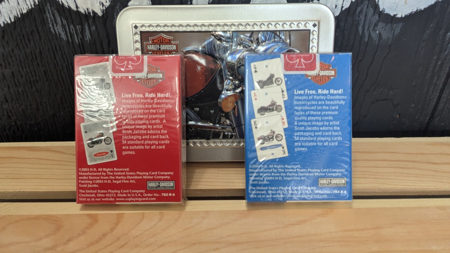 Harley-Davidson Collector Tin with Two Sealed Decks of Playing Cards Gift Set (2003)