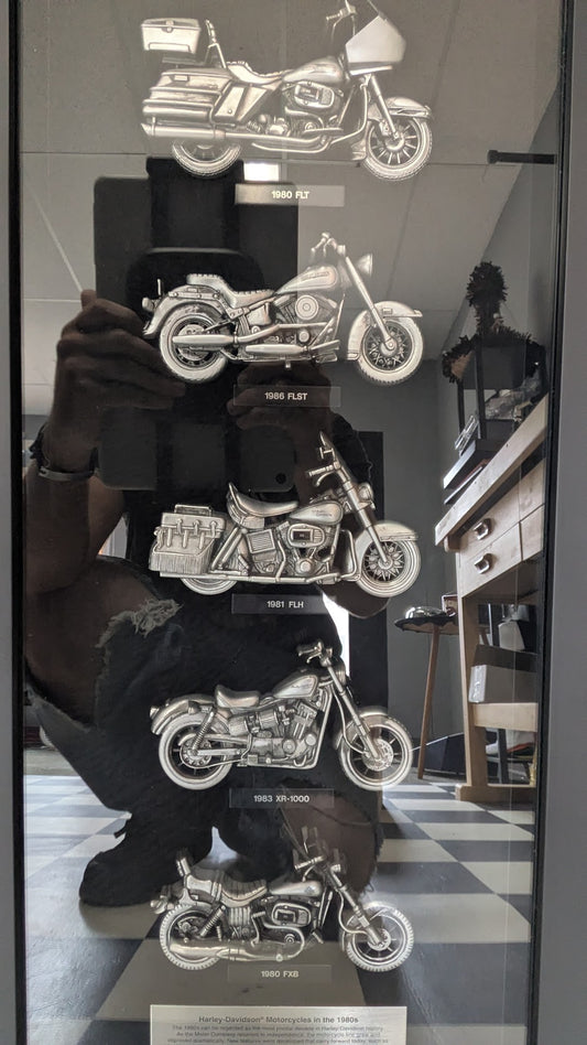 2007 Harley-Davidson Motorcycles of the 1980s Framed Pewter Dealer Display Shadowbox