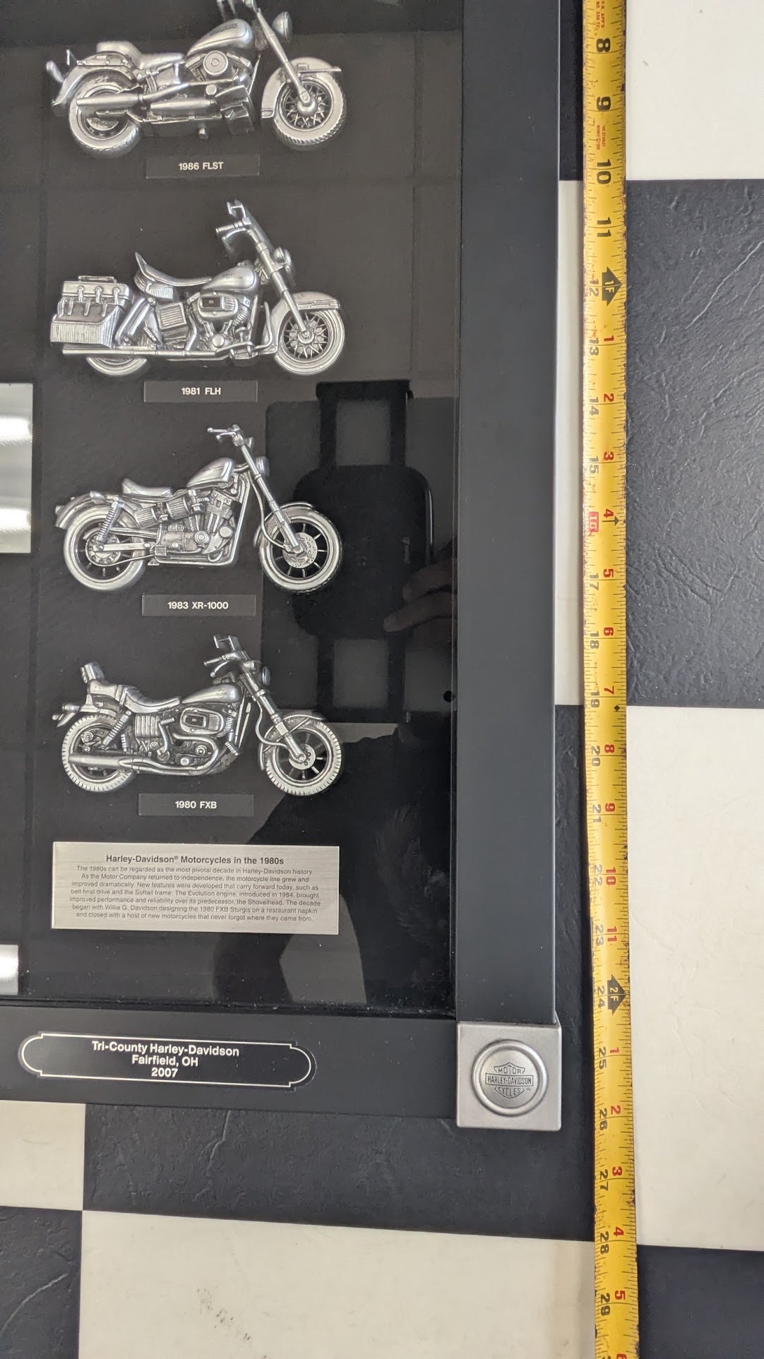 2007 Harley-Davidson Motorcycles of the 1980s Framed Pewter Dealer Display Shadowbox