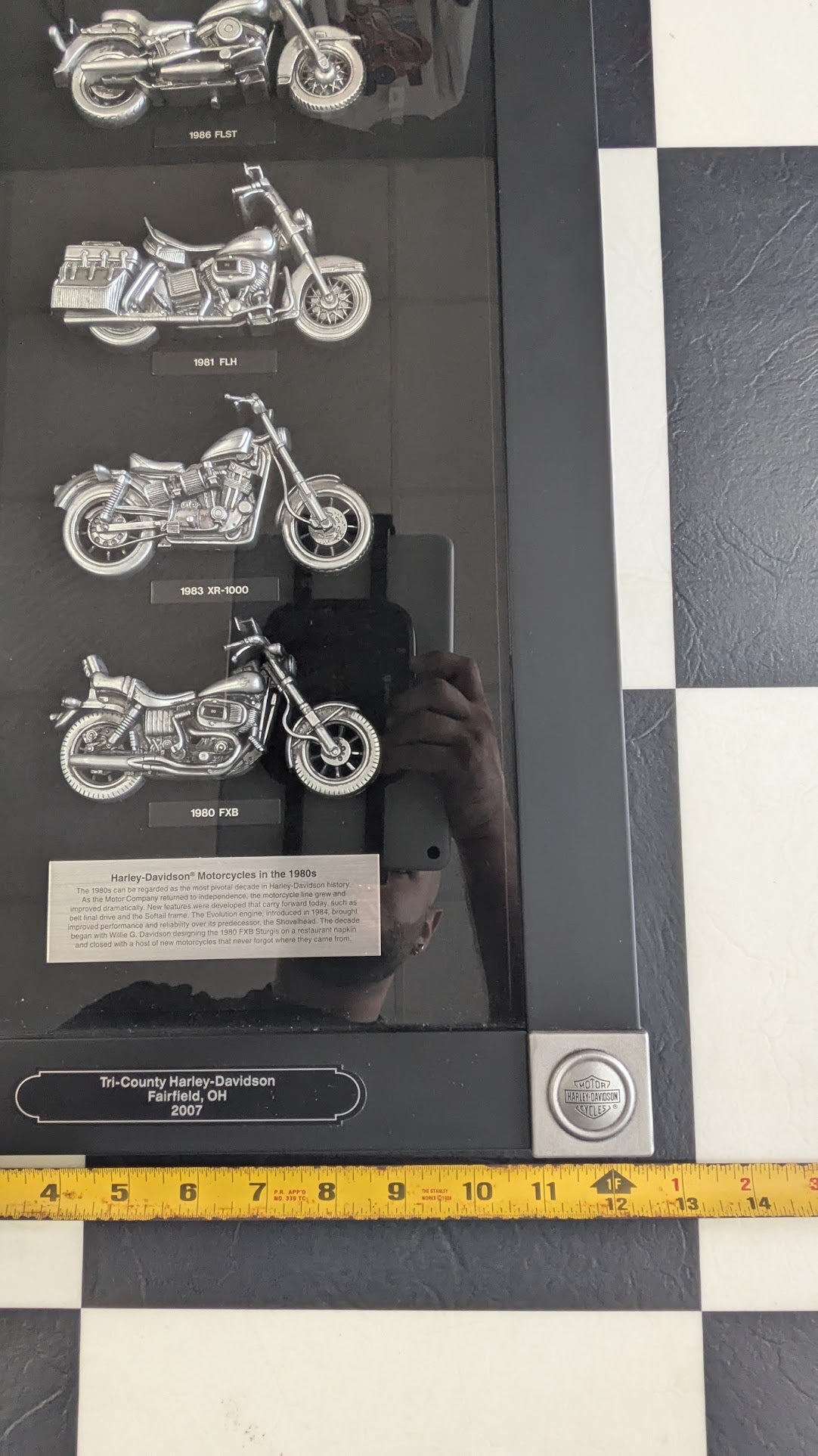 2007 Harley-Davidson Motorcycles of the 1980s Framed Pewter Dealer Display Shadowbox