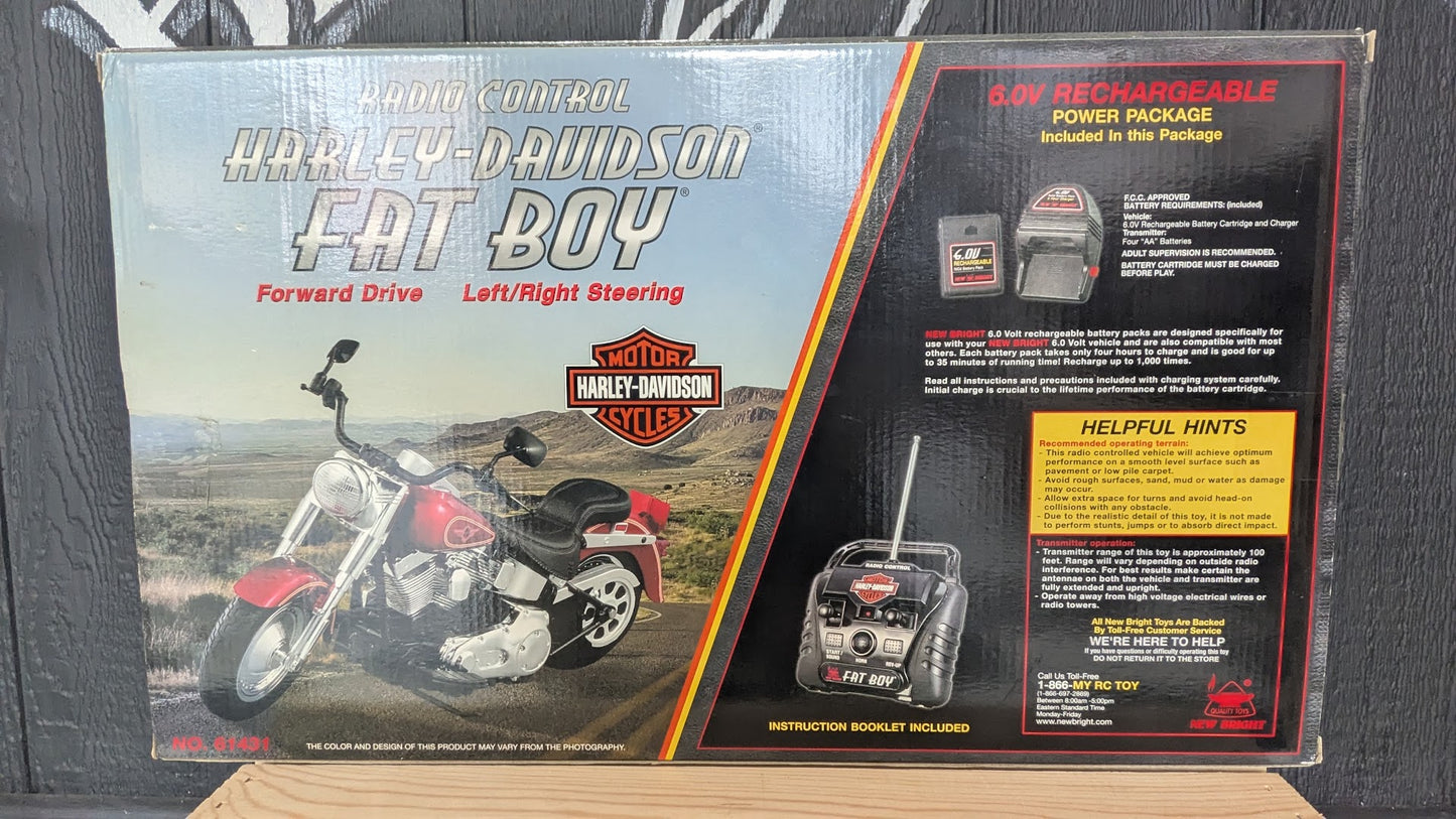 Harley-Davidson Fat Boy 6.0V R/C Radio Control Motorcycle New Bright w/ Box