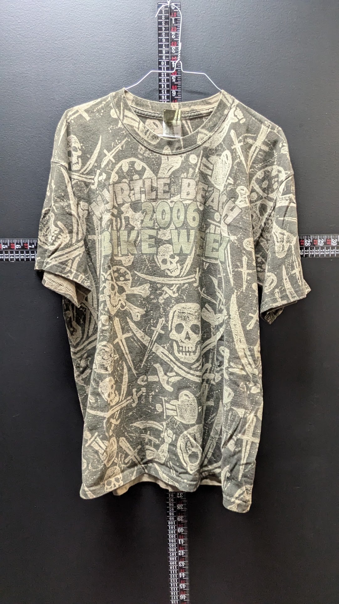Myrtle Beach Bike Week 2006 All Over Print Pirate Skull T-Shirt Adult Large AOP