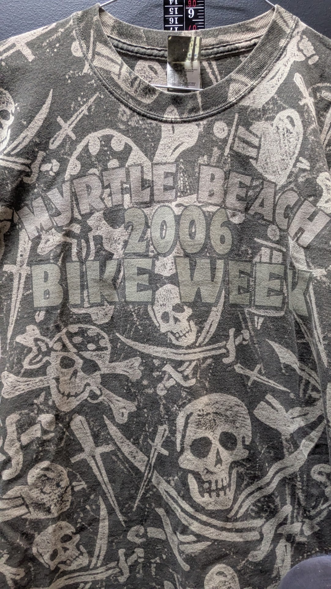 Myrtle Beach Bike Week 2006 All Over Print Pirate Skull T-Shirt Adult Large AOP