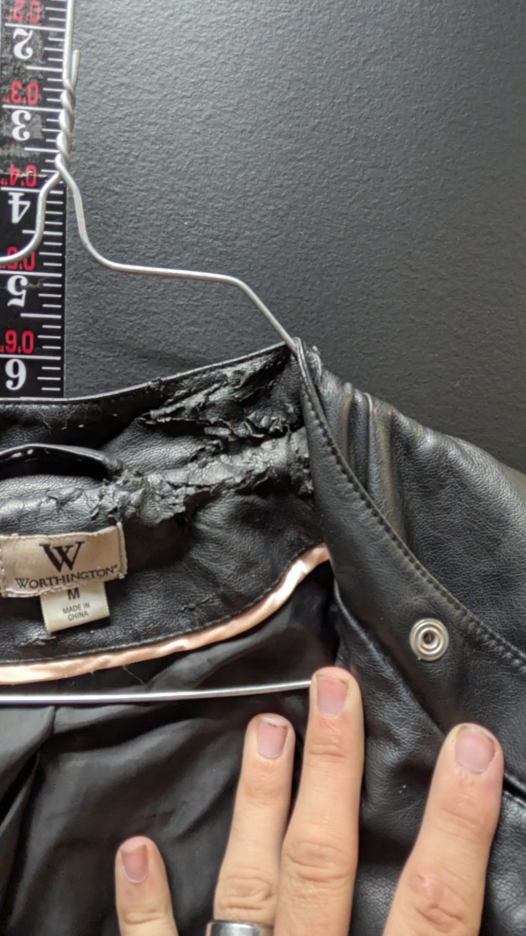 Worthington Women's Black Faux Leather Moto Jacket Peplum Zip Medium M
