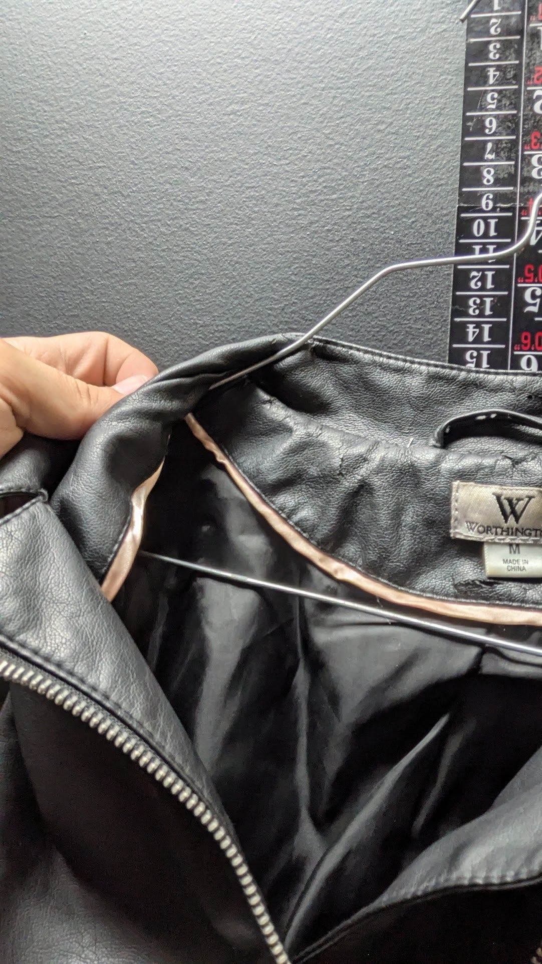 Worthington Women's Black Faux Leather Moto Jacket Peplum Zip Medium M