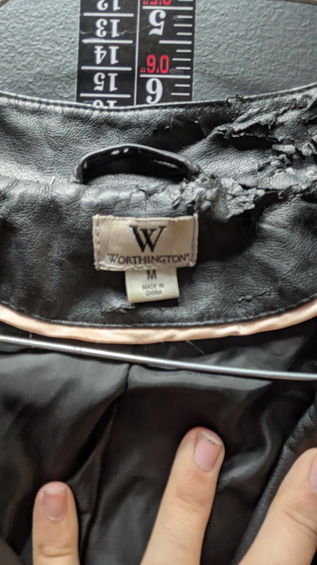 Worthington Women's Black Faux Leather Moto Jacket Peplum Zip Medium M