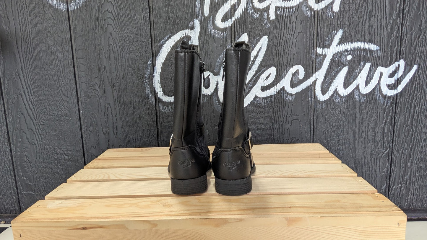 OshKosh B'gosh Kids Black Motorcycle Engineer Boots Size 7 Toddler Side Zip Buckle