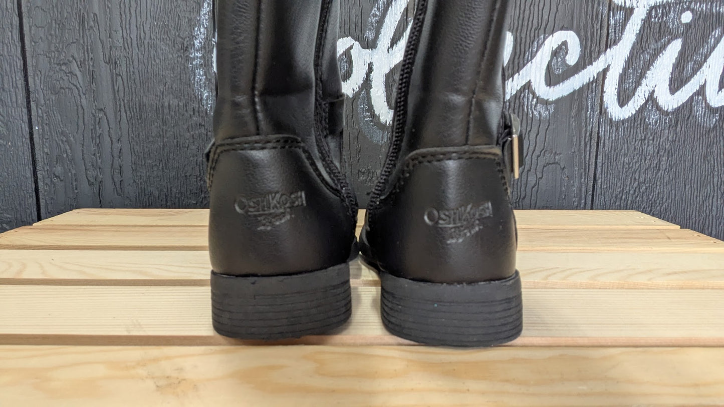 OshKosh B'gosh Kids Black Motorcycle Engineer Boots Size 7 Toddler Side Zip Buckle