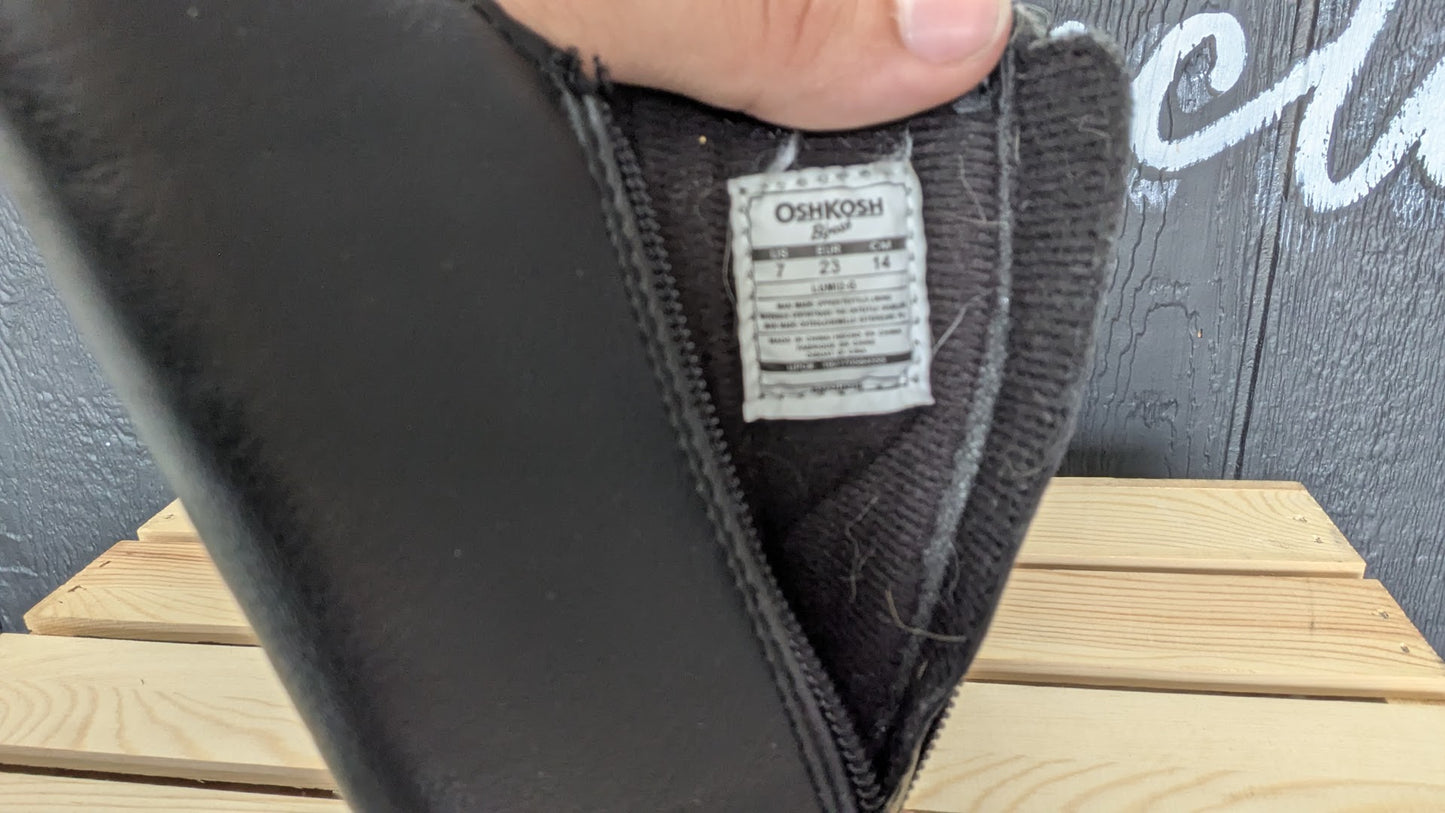 OshKosh B'gosh Kids Black Motorcycle Engineer Boots Size 7 Toddler Side Zip Buckle