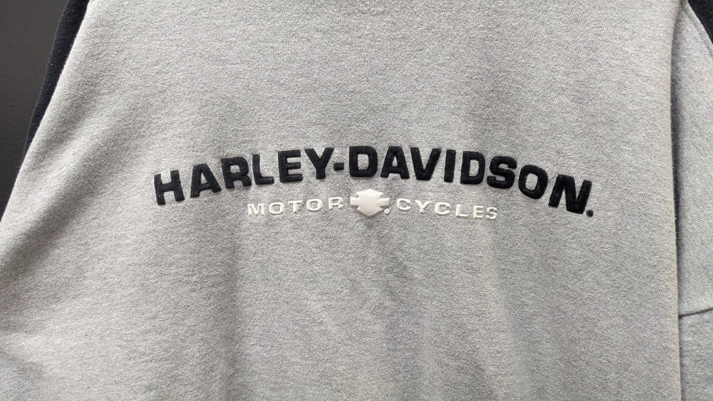 Vintage Harley-Davidson Sweatshirt XXL Gray Black Raglan USA Ozark Harley Lebanon MO