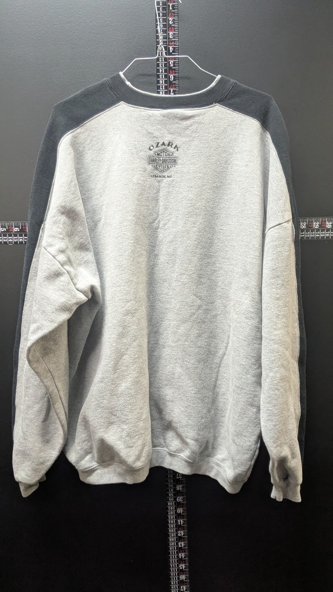 Vintage Harley-Davidson Sweatshirt XXL Gray Black Raglan USA Ozark Harley Lebanon MO
