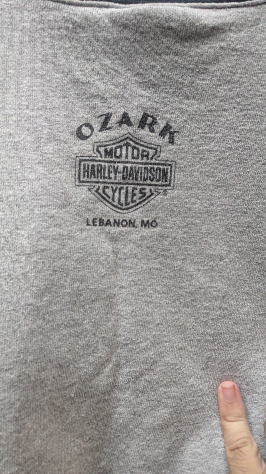 Vintage Harley-Davidson Sweatshirt XXL Gray Black Raglan USA Ozark Harley Lebanon MO