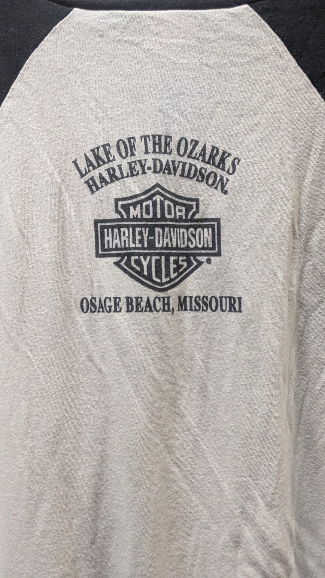 2020 Harley-Davidson #1 Raglan Long Sleeve Shirt Medium Lake of the Ozarks Missouri