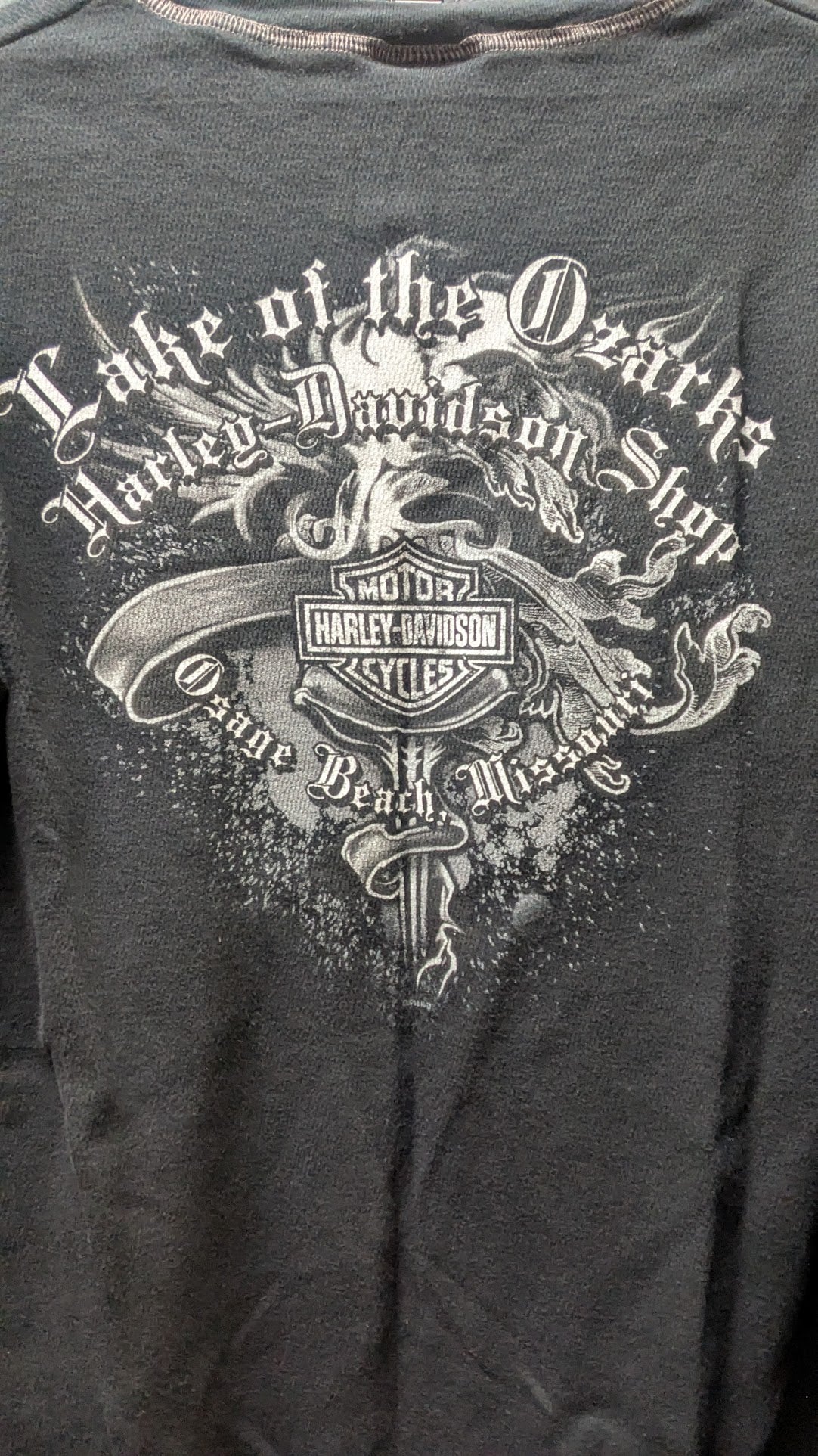 2010 Harley-Davidson Thermal Long Sleeve Shirt Size S Black Lake of the Ozarks USA