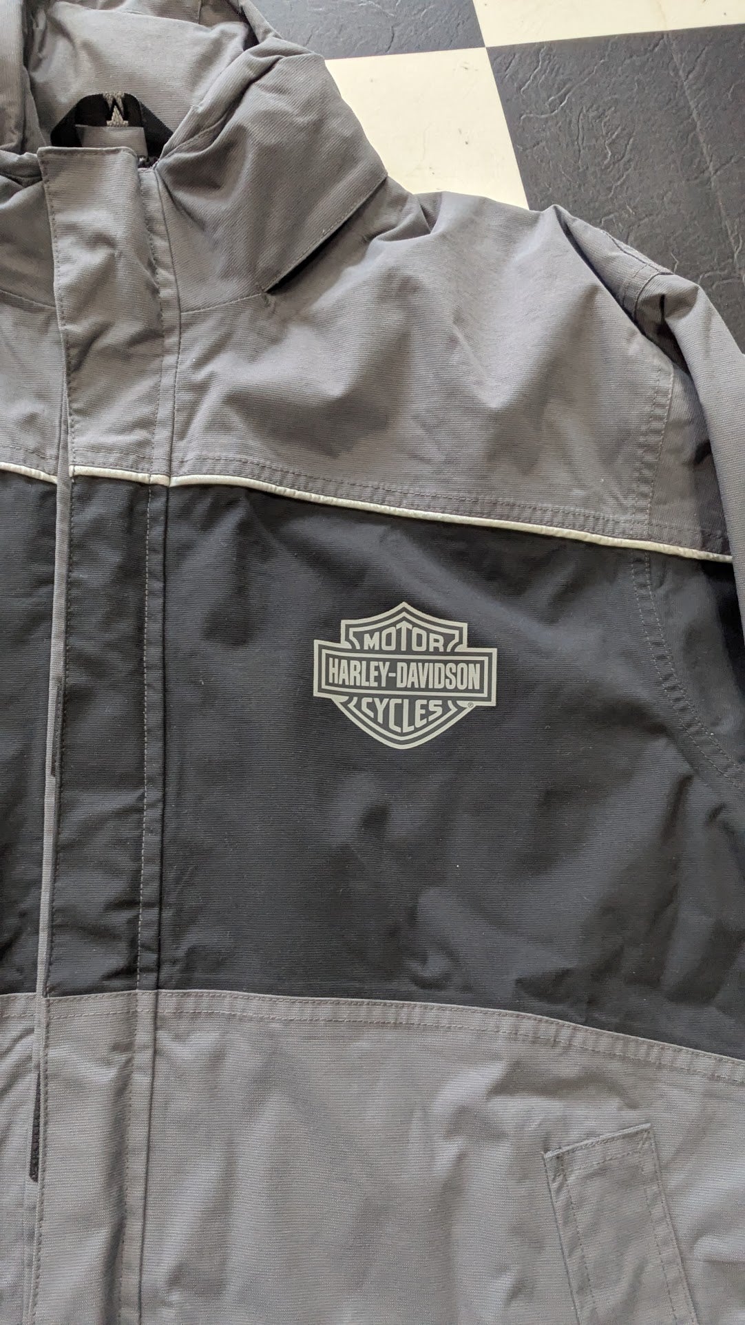 Harley-Davidson Men's Medium Gray Black Rain Suit Jacket Pants Motorcycle