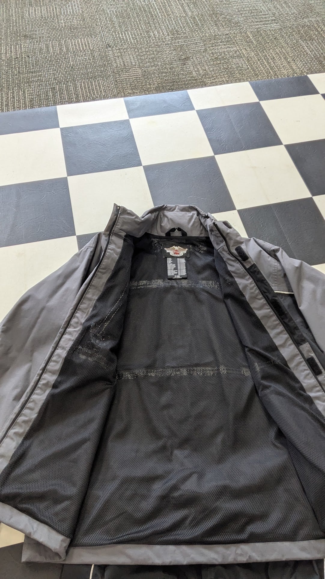 Harley-Davidson Men's Medium Gray Black Rain Suit Jacket Pants Motorcycle