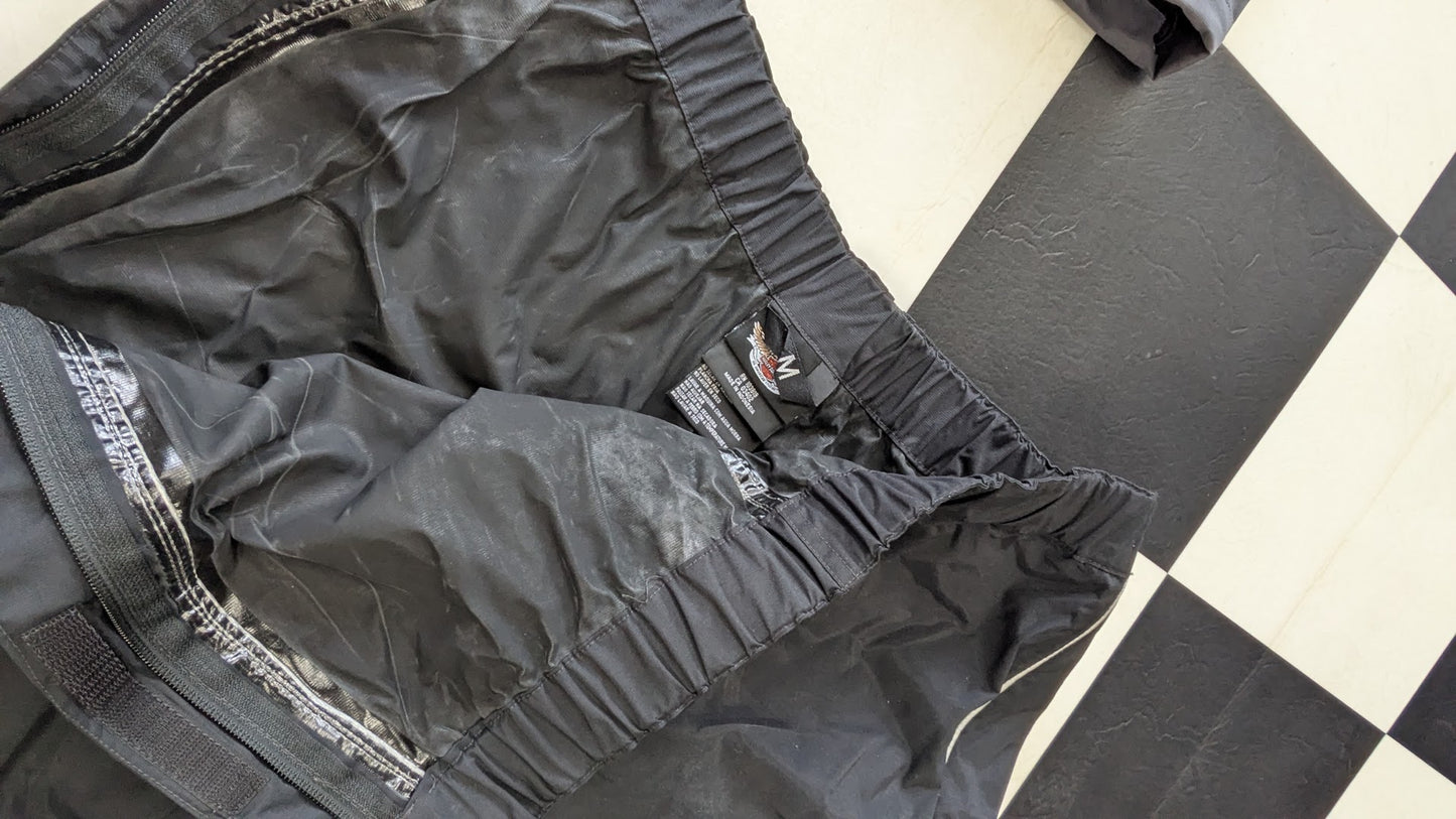 Harley-Davidson Men's Medium Gray Black Rain Suit Jacket Pants Motorcycle