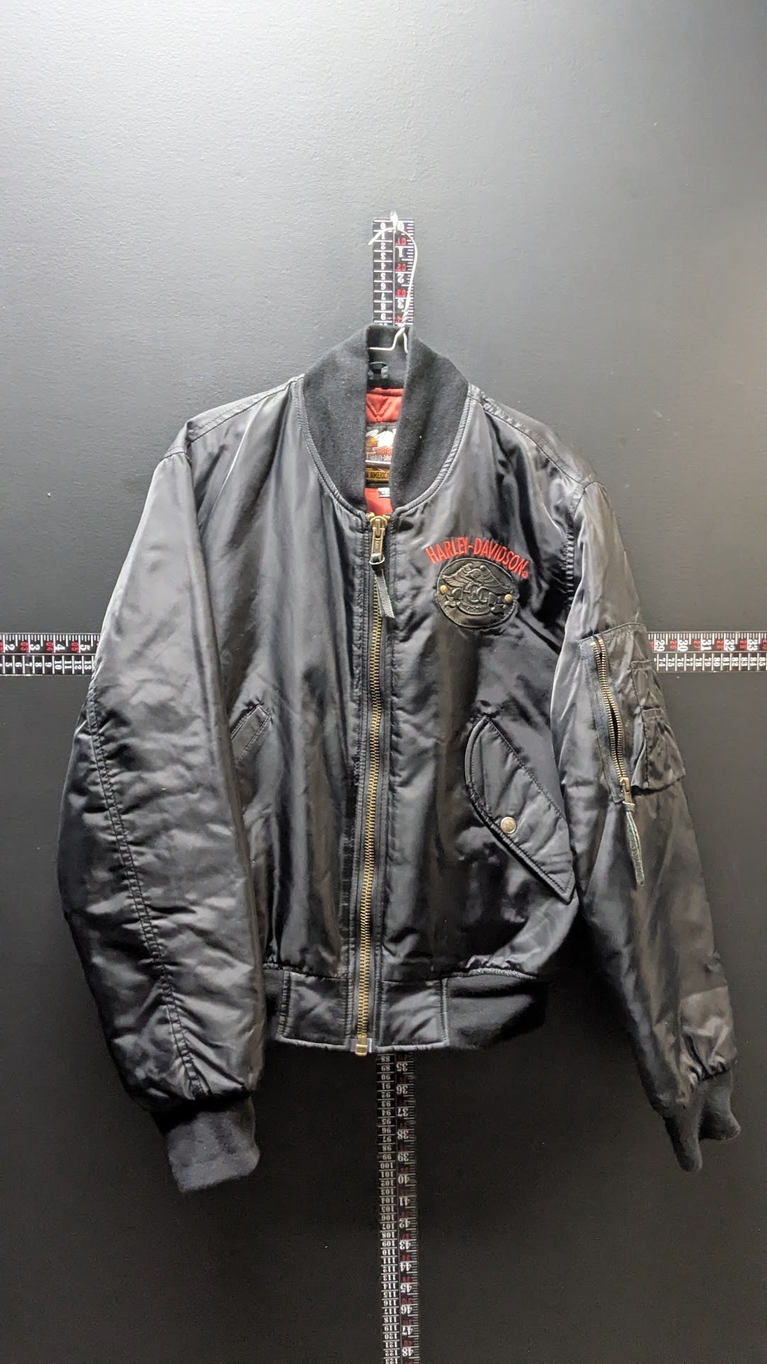 Harley-Davidson HOG MA-1 Bomber Jacket Black Made USA Men's Small Vintage