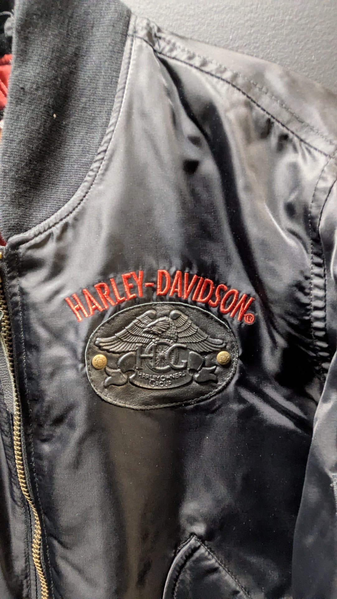 Harley-Davidson HOG MA-1 Bomber Jacket Black Made USA Men's Small Vintage