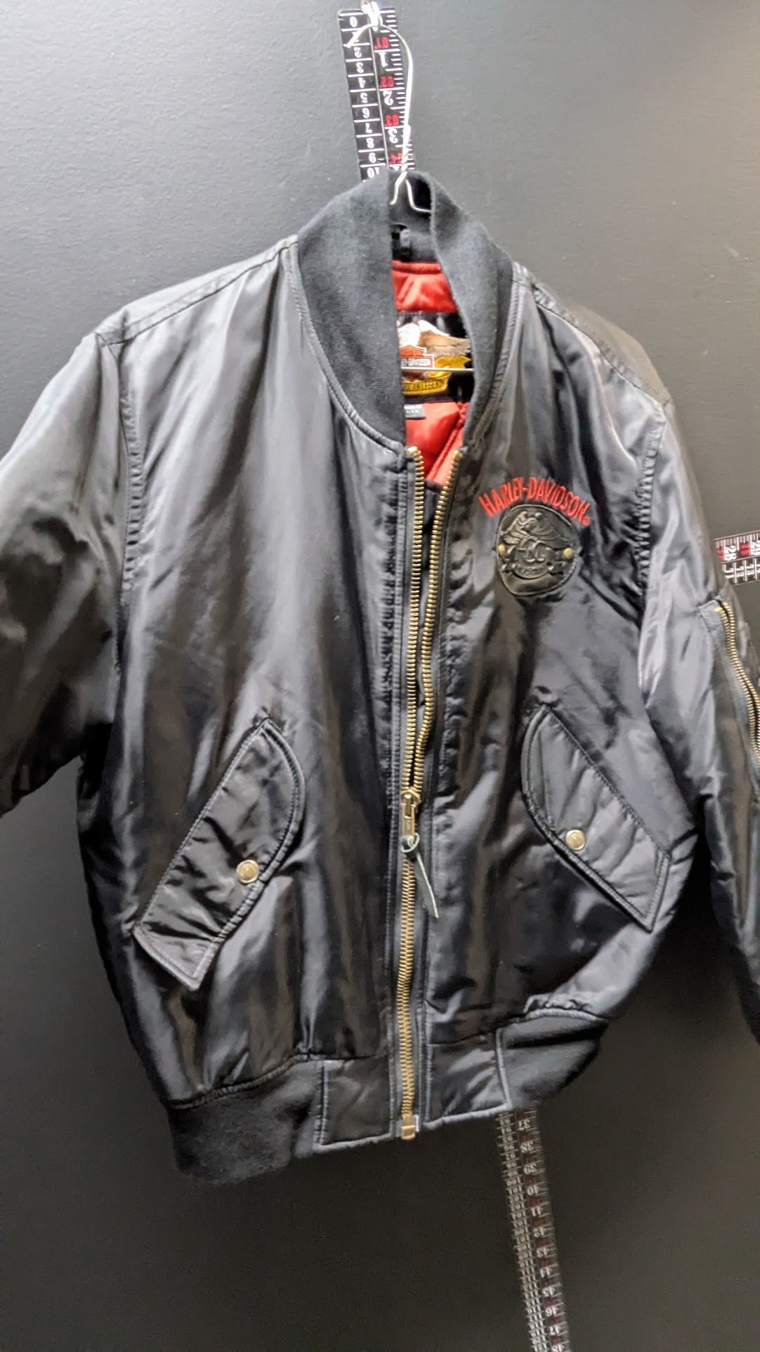Harley-Davidson HOG MA-1 Bomber Jacket Black Made USA Men's Small Vintage