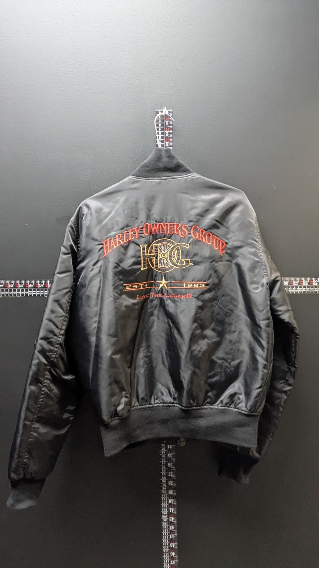 Harley-Davidson HOG MA-1 Bomber Jacket Black Made USA Men's Small Vintage