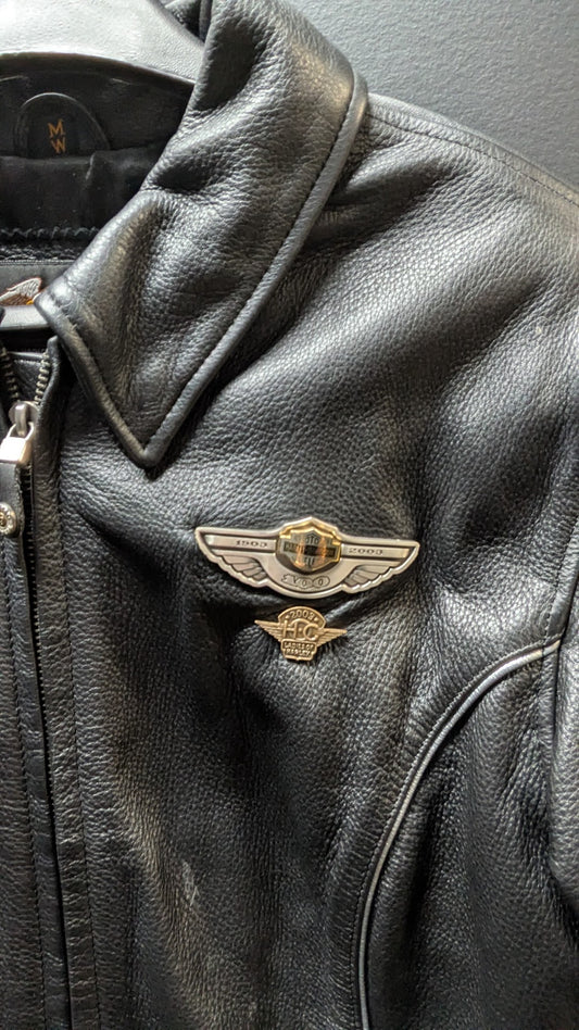 Harley-Davidson Women's Leather Jacket Medium 100th Anniversary Black 2003