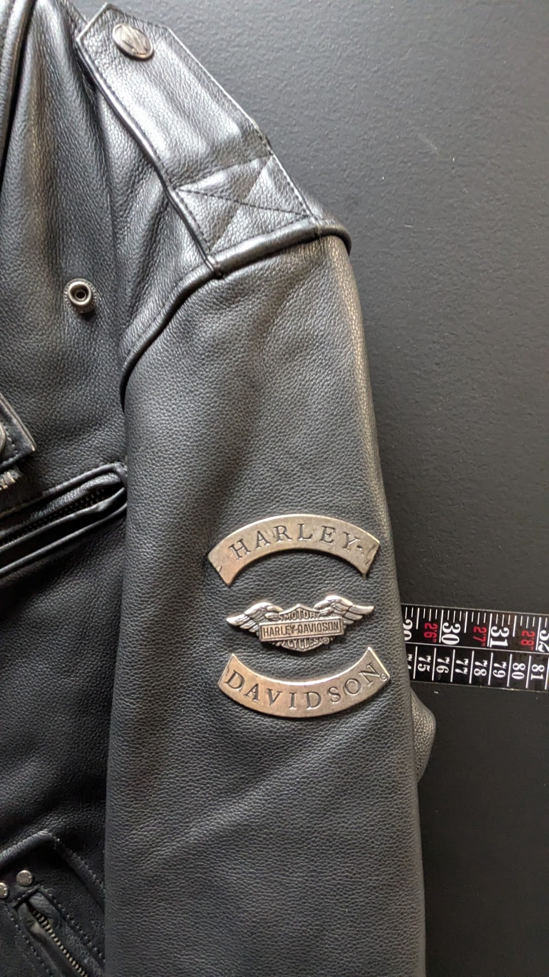 Harley-Davidson Black Leather Motorcycle Jacket Lace-Up Eagle Back Large