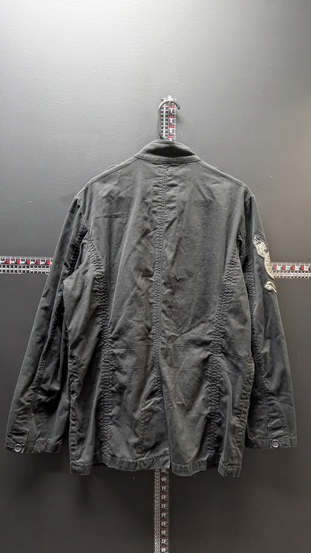 Marc Ecko Cut & Sew Utility Field Jacket XL Black Embroidered Military Style