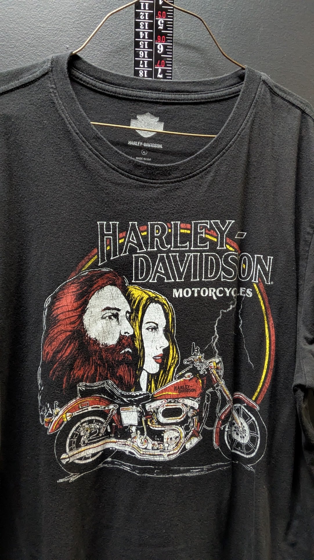 Harley-Davidson Graphic T-Shirt XL Black Motorcycle Rider Art Made in USA Tee