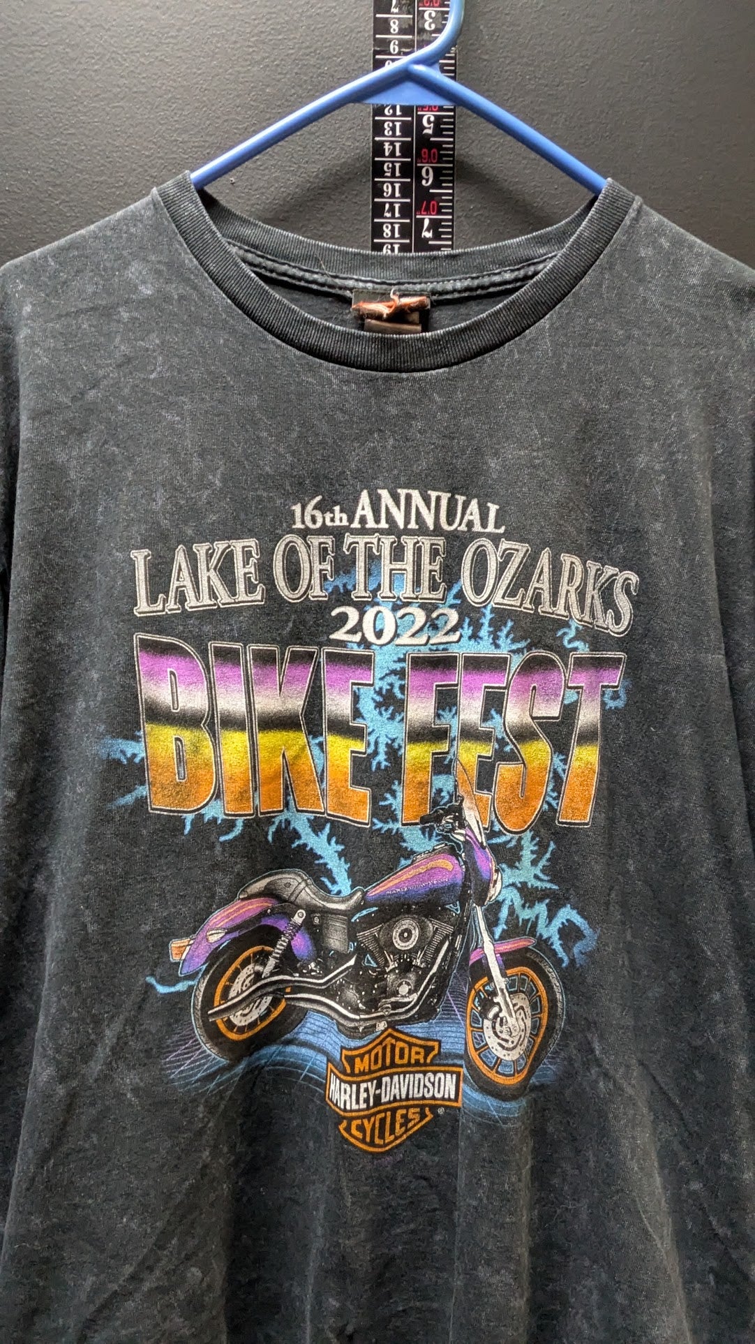 Harley-Davidson Lake of the Ozarks Bike Fest 2022 T-Shirt XL Acid Wash Black