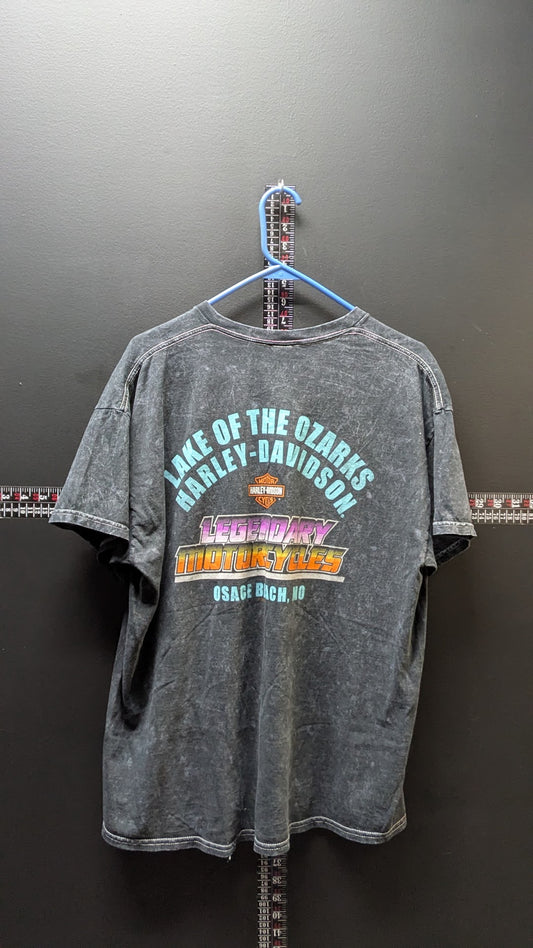 Harley-Davidson Lake of the Ozarks Bike Fest 2022 T-Shirt XL Acid Wash Black