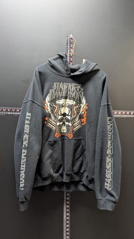 Harley-Davidson Ozark Harley-Davidson Lebanon MO Skull Wing Pullover Hoodie Black Men's XL