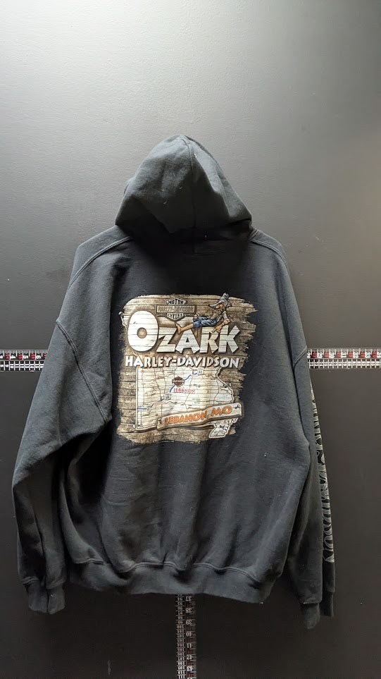Harley-Davidson Ozark Harley-Davidson Lebanon MO Skull Wing Pullover Hoodie Black Men's XL