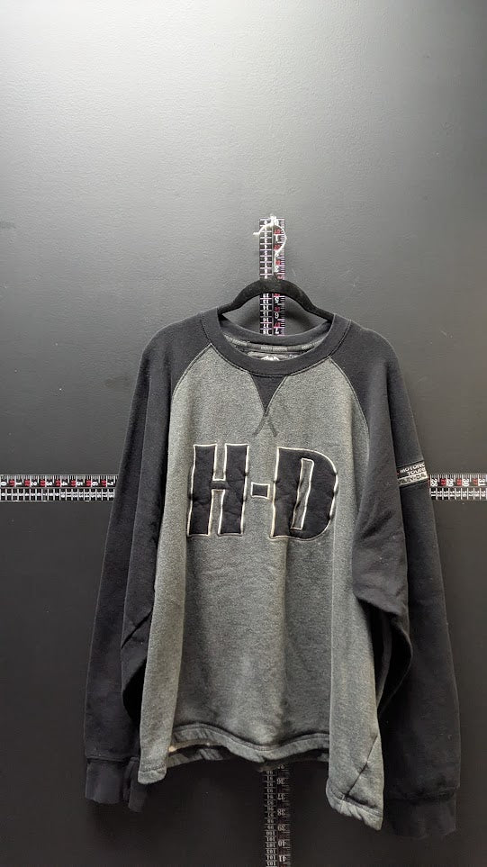 Harley-Davidson H-D Appliqué Raglan Crewneck Sweatshirt Gray & Black Men's XL