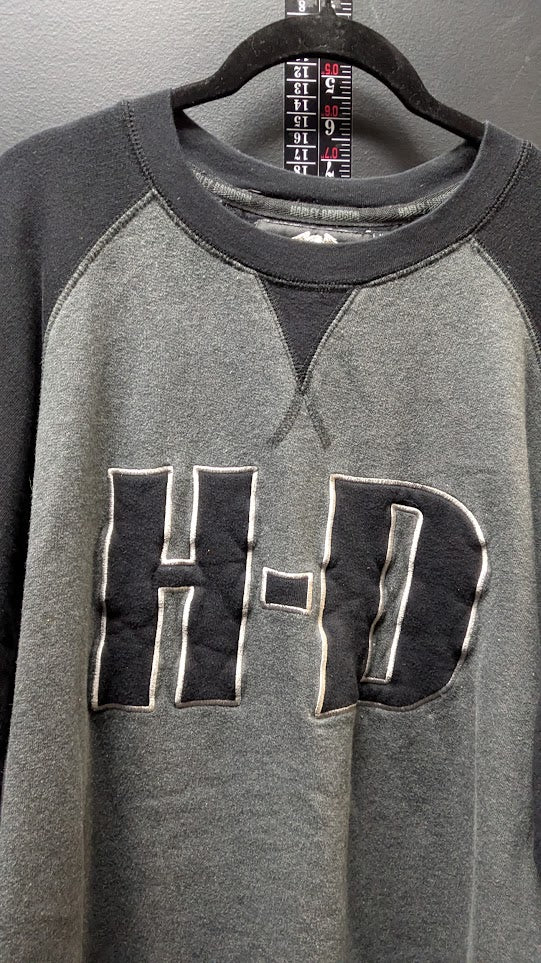 Harley-Davidson H-D Appliqué Raglan Crewneck Sweatshirt Gray & Black Men's XL