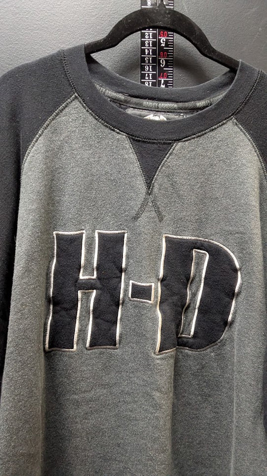 Harley-Davidson H-D Appliqué Raglan Crewneck Sweatshirt Gray & Black Men's XL