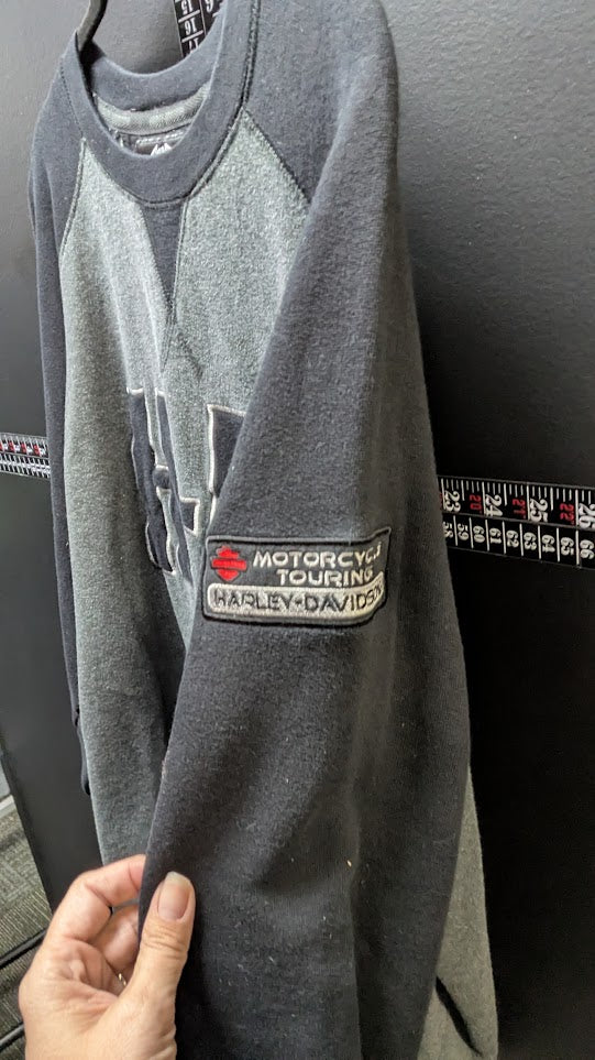 Harley-Davidson H-D Appliqué Raglan Crewneck Sweatshirt Gray & Black Men's XL