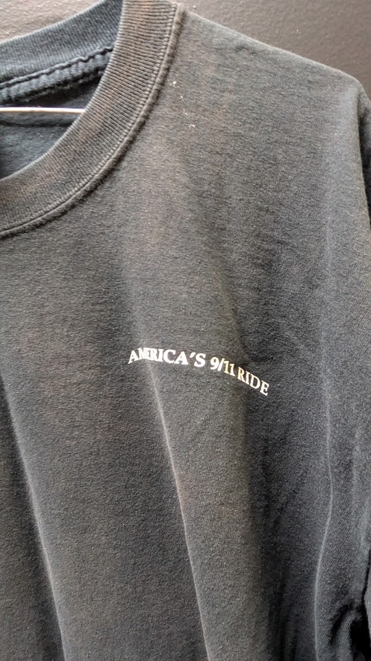 America's 9/11 Ride 2007 Eagle Memorial Graphic T-Shirt Black Men's XL