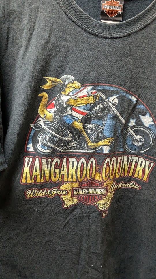 Harley-Davidson Kangaroo Country Sunshine Coast Australia T-Shirt Men's XL