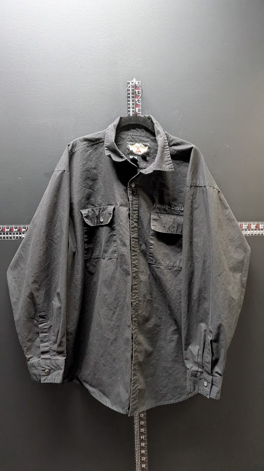 Harley-Davidson Embroidered Button-Up Shirt Black Men's XL Studded Back Graphic