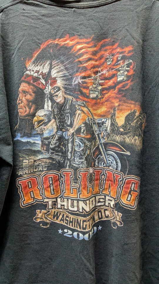 Harley-Davidson Rolling Thunder 2009 Washington DC T-Shirt Faded Black Men's XL