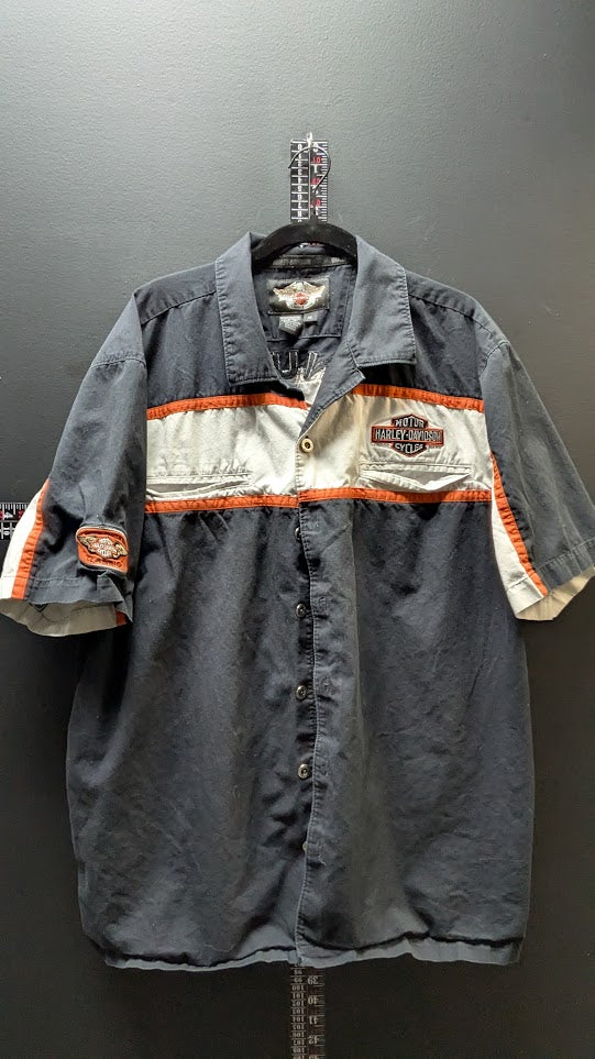 Harley-Davidson Genuine Motorcycles Button-Up Shirt Men's XL Black Embroidered