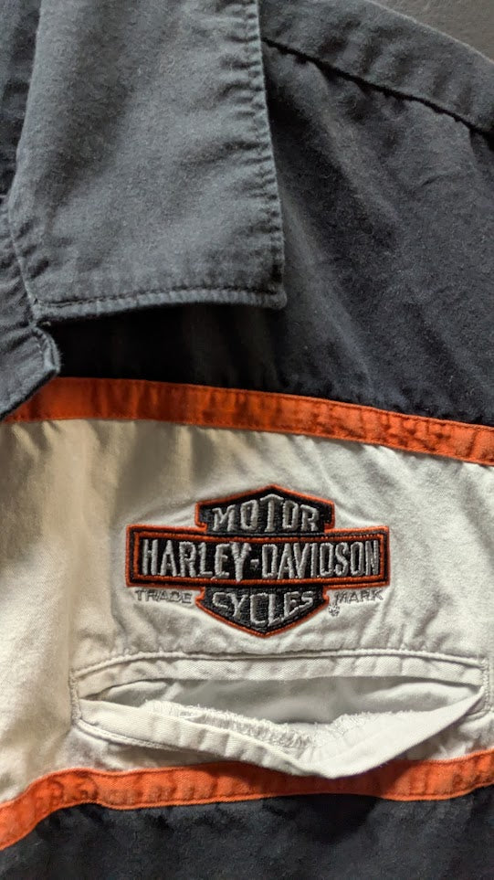 Harley-Davidson Genuine Motorcycles Button-Up Shirt Men's XL Black Embroidered