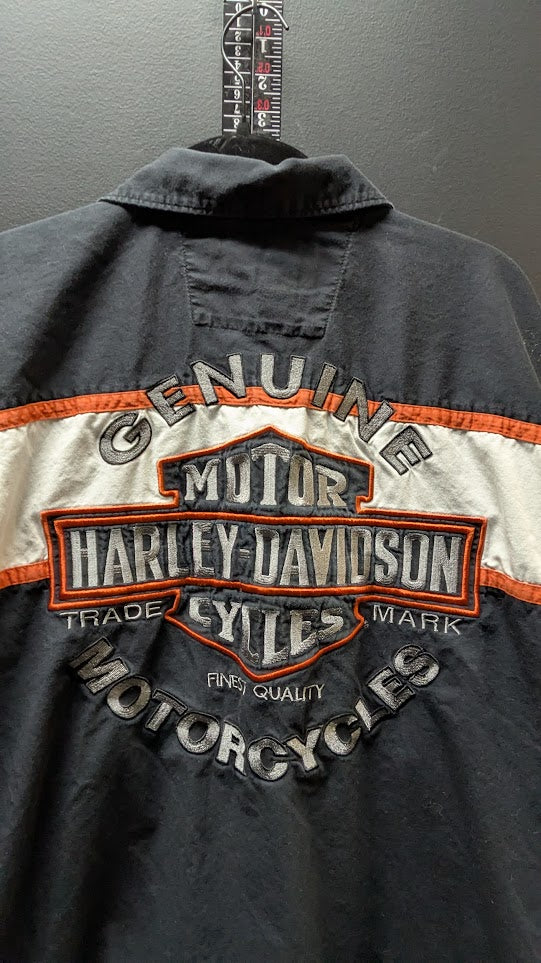 Harley-Davidson Genuine Motorcycles Button-Up Shirt Men's XL Black Embroidered