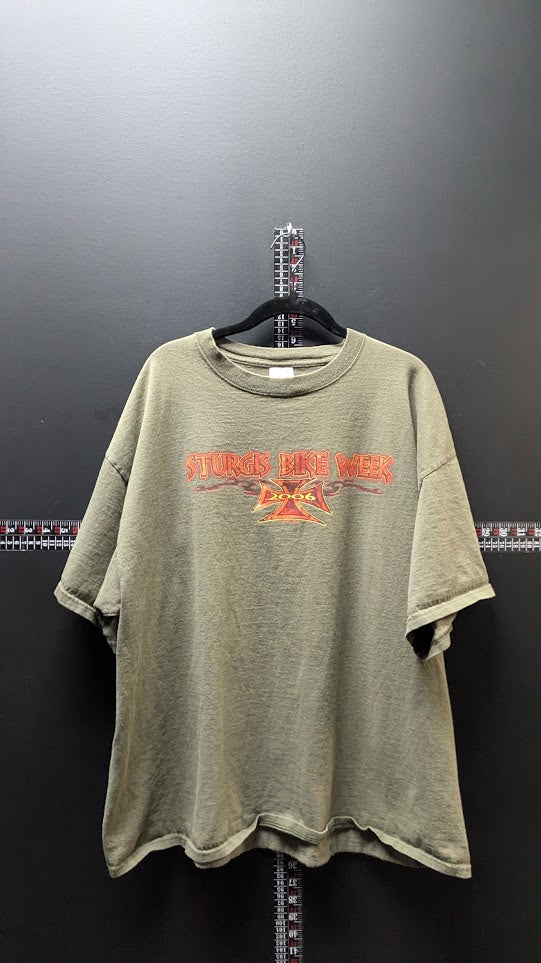 2006 Sturgis Bike Week T-Shirt Men's 2XL Olive Green 66th Annual Biker Graphic Tee